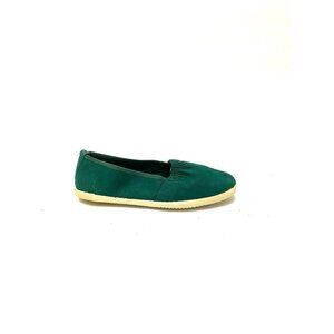 Vintage 1960s Deadstock Sneakers // Green Canvas Slip On No Tie Shoes Size 6